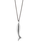 Perseverance Fish Charm Necklace on Black Steel Chain