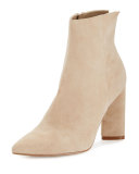 Gemma Suede Triangle-Heel Bootie, Sand