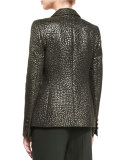 Eve Animal-Brocade One-Button Jacket, Fir