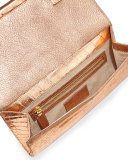 Metallic Crocodile Clutch Bag, Rose Gold