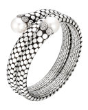 Dot Pearl & Diamond Double Coil Bracelet