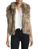 Pruce Reversible Faux-Fur Vest, Natural/Mushroom