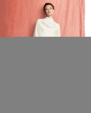 Silk-Cashmere Wide-Leg Pants, Ivory , Plus Size 