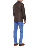 Check Cashmere Three-Button Sport Coat, Brown/Blue