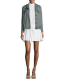 Sleeveless Tie-Waist Poplin Shirtdress, Soft White