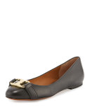 Gemini Link Leather Ballerina Flat, Black