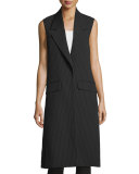 Long Striped Vest, Navy/Gray