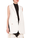 Asymmetric Button-Front 2-In-1 Vest, Off White