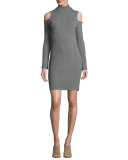 Cold-Shoulder Mock-Neck Sweaterdress