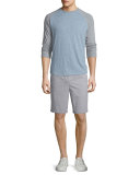 Raglan-Sleeve Baseball Shirt, Heathered Denim/Steel