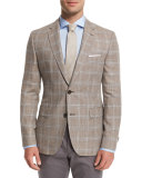 Jayden Plaid Two-Button Sport Coat, Tan