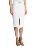 Marino Denim Pencil Skirt, White