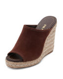 Suede Wedge Espadrille Mule Sandal