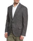 Chevron Two-Button Soft Jacket, Gray