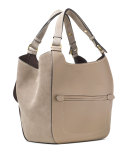 Josie Large Suede & Leather Shopper Tote Bag, Dark Taupe