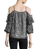 Nikita Cold-Shoulder Lace Blouse, Black