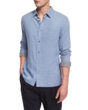 Double-Face Long-Sleeve Sport Shirt, Infinity Blue