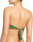 Minorca Printed Twisted Bandeau Swim Top, Athena/Green