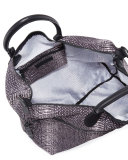 Snake-Print Expandable Weekender Bag, Blush Snake/Black