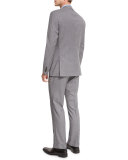 Huge Genius Tonal Plaid Two-Piece Slim Wool Suit, Light Gray