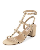Rockstud Leather 60mm City Sandal, Skin