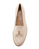 Aldena Tassel Suede Loafer, Bone