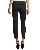 Studded Paisley Skinny Jeans, Black/Brown