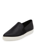 Pierce Perforated Leather Skate Sneaker, Black