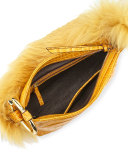 Finley Crocodile-Embossed Fur Shoulder Bag, Saffron