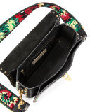 Rockstud Rolling Medium Jamaican Guitar-Strap Shoulder Bag, Black/Multi