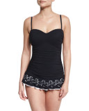 Enchantment Bandeau One-Piece Swimdress, Black