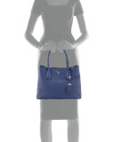 Vitello Daino Small Double Tote Bag, Royal/Teal (Reale/Ottanio)