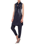 Napa Leather Moto Vest, Navy