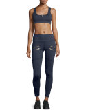 Palms Zip-Detail Compression Running Tights, Navy