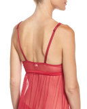 Minoa Sheer Lace Babydoll, Claret Red