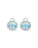 Oval Blue Topaz & Diamond Earring Drops, 18k White Gold