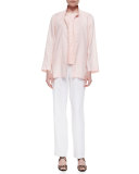Linen Button-Front Shell, Plus Size