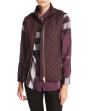 Tindale Quilted Zip-Front Vest, Dark Elderberry