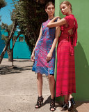 Harry Sleeveless Lace Dress, Provence Blue/Red