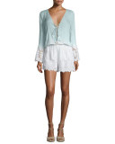 Kris Lace-Up Ombre Romper, Seafoam Ombre