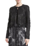 Gavin Embroidered Leather Jacket, Black