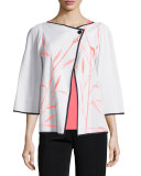 Bamboo-Print 3/4-Sleeve Jacket 