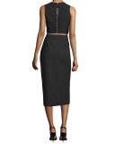 Theo Crepe Pencil Skirt, Black