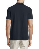 Solid Short-Sleeve Pique Polo Shirt, Navy
