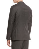 Windowpane Check Three-Button Sport Coat, Medium Gray