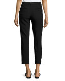 Stretch Gabardine Cropped Pants, Black