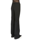 Flare-Leg Mid-Rise Pants, Black