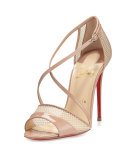 Slikova Patent Mesh Red Sole Sandal, Nude