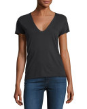 Story Fishnet Butterfly V-Neck Tee, Dark Gray