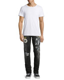 Rocco Patch Skinny Jeans, Worn Top Black